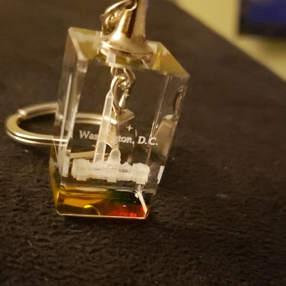 Clear Rectangular Keychain with Colorful Base Washington D.C. - Picture 3 of 4